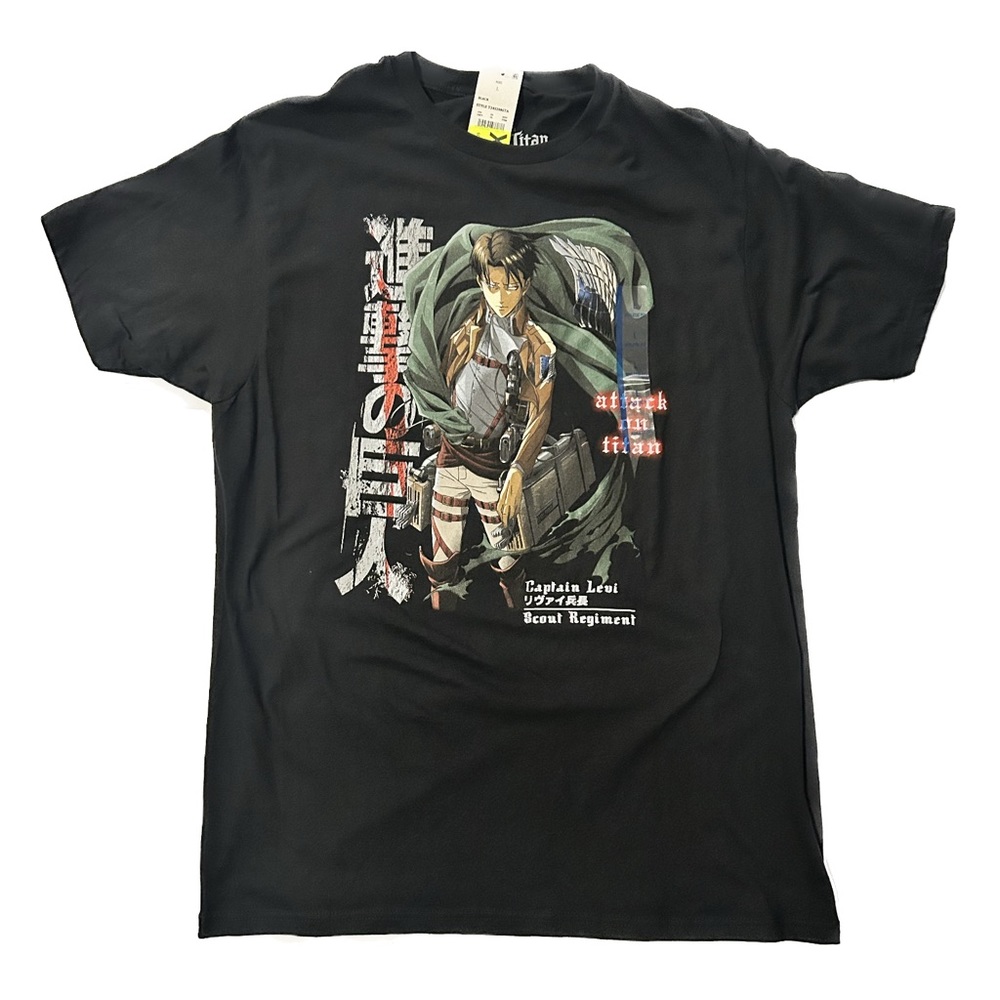 Attack On Titan Ripple Junction Season 3 Captain Levi Anime T-shirt Large Black